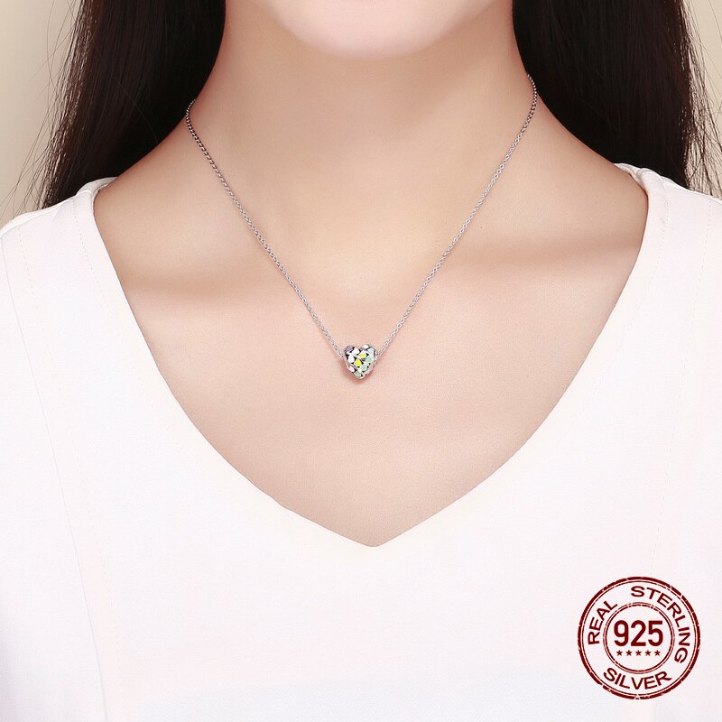 Enamel Rainbow Hart Vormige Eenvoudige Kralen Fit Armband Charm Originele Sieraden 925 Sterling Zilveren Hanger