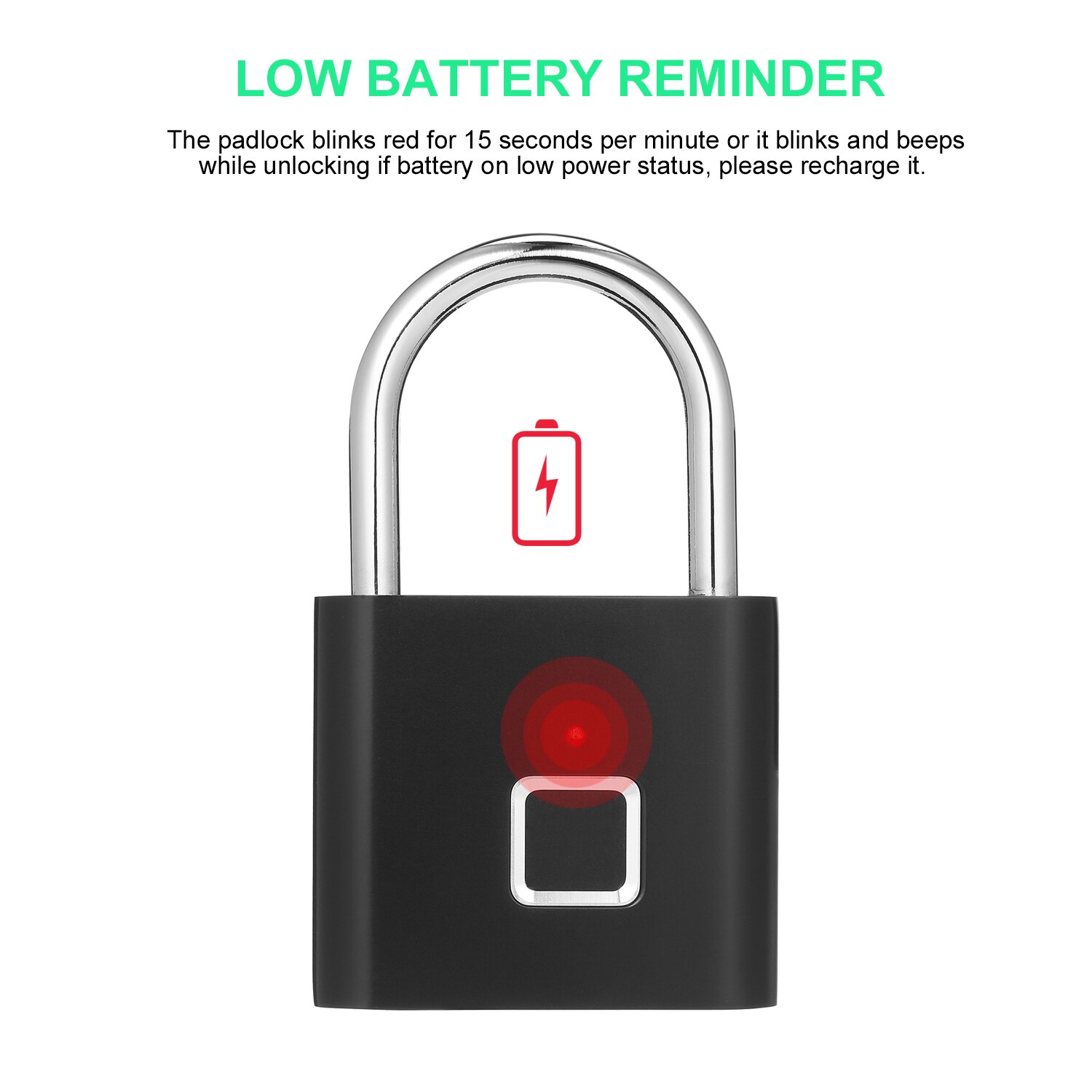 Smart Fingerprint Padlock Lock USB Rechargeable IP65 Waterproof No App Lock indoor and outdoor Lockers Bags Luggages Storage