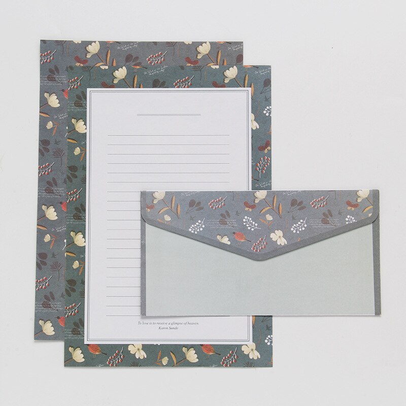 EZONE A5 6Stck Schreiben Papier + 3Stck Umschlag setzt SchöNe Blume aufbringen Linie Seite Literarischen Stil Schreibwaren Papier knapp Papier: 8