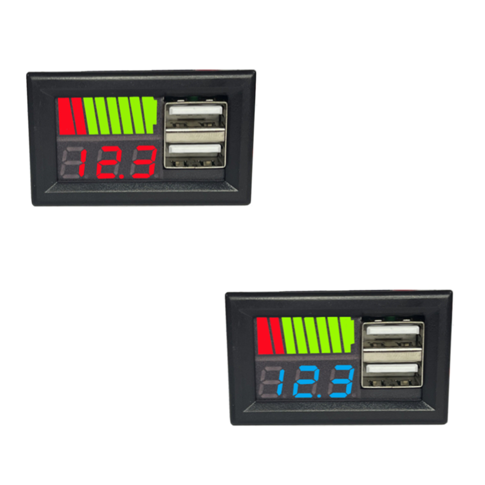USB 5V 2.4A Car Voltmeter Voltage Meter Panel 12V-24V 3S-7S Lithium Battery Capacity Indicator Power Tester Li-ion Lead acid