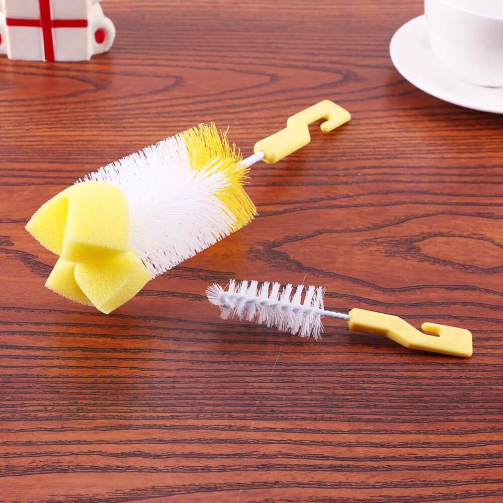 Baby Bottle Brush Nipple Brush 360-degree Rotating Head Cleaning Sponge Cup Brush Kit 2pcs/set