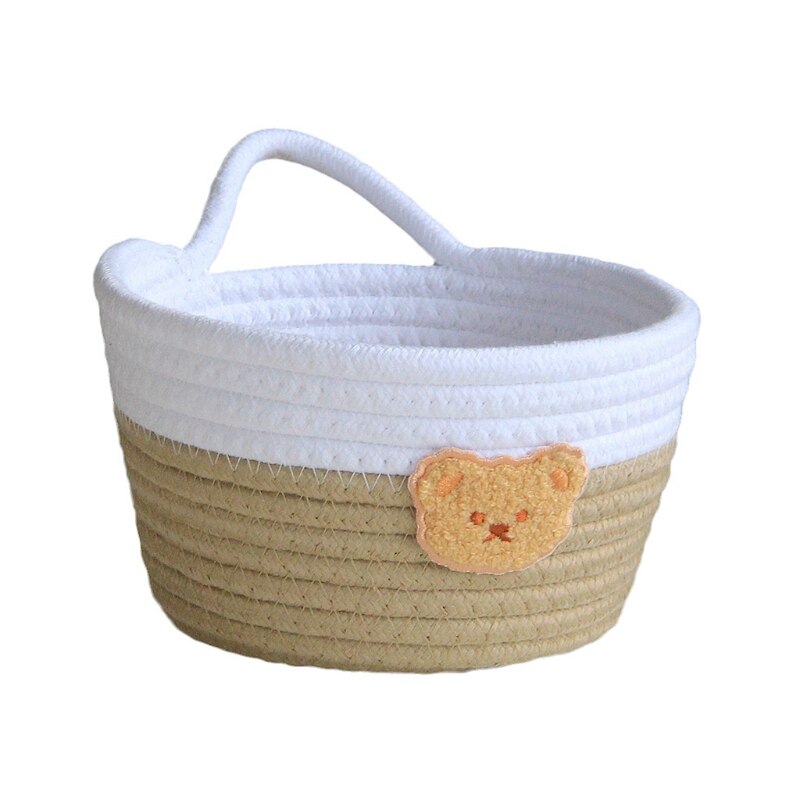 Fabric Tray Desk Basket Containers with Handle Cute Bear Hang Bag Desk Basket Containers for Jewellery Keys Fruits Candy
