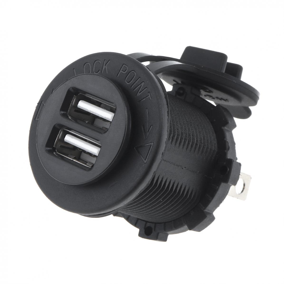 Motorfietsladers zwart 12v waterdichte sigarettenaansteker gps-aansluiting dubbele usb autolader mobiele telefoonlader voor in de auto
