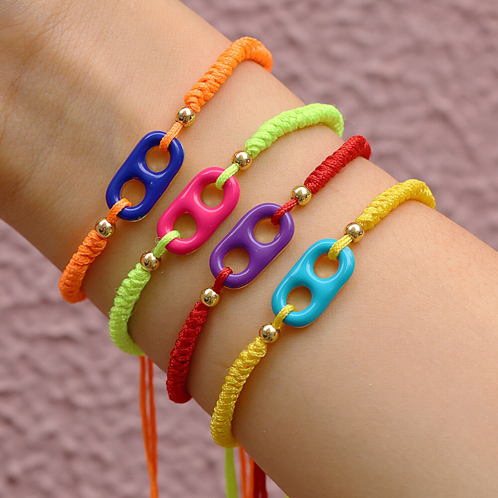 Neue H Schwein Nase Regenbogen Seil Kette Armbinde Für Frau Mann Sommer freundlicher Leuchtstoff Armbänder schmuck