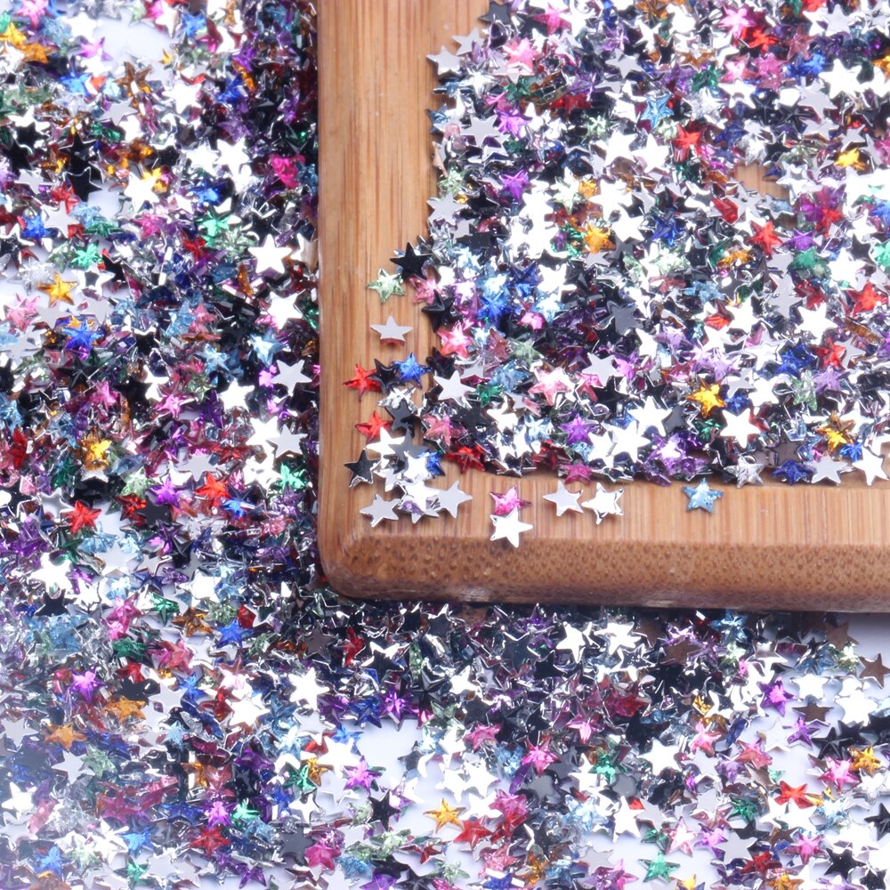 3mm stück mehrfarbige pentagramm-strasssteine mit flacher rückseite aus acryl, acrylaufkleber, perlen /10000 diy-aufkleber 1000 scrapbooking, diy-bastelarbeiten
