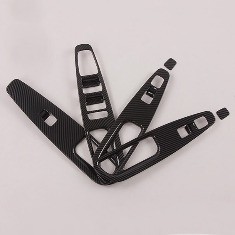Carbon Fiber Car Window Lift Switch Button Cover Trim Door Armrest Panel Frame Accessories for Hyundai Santa Fe +