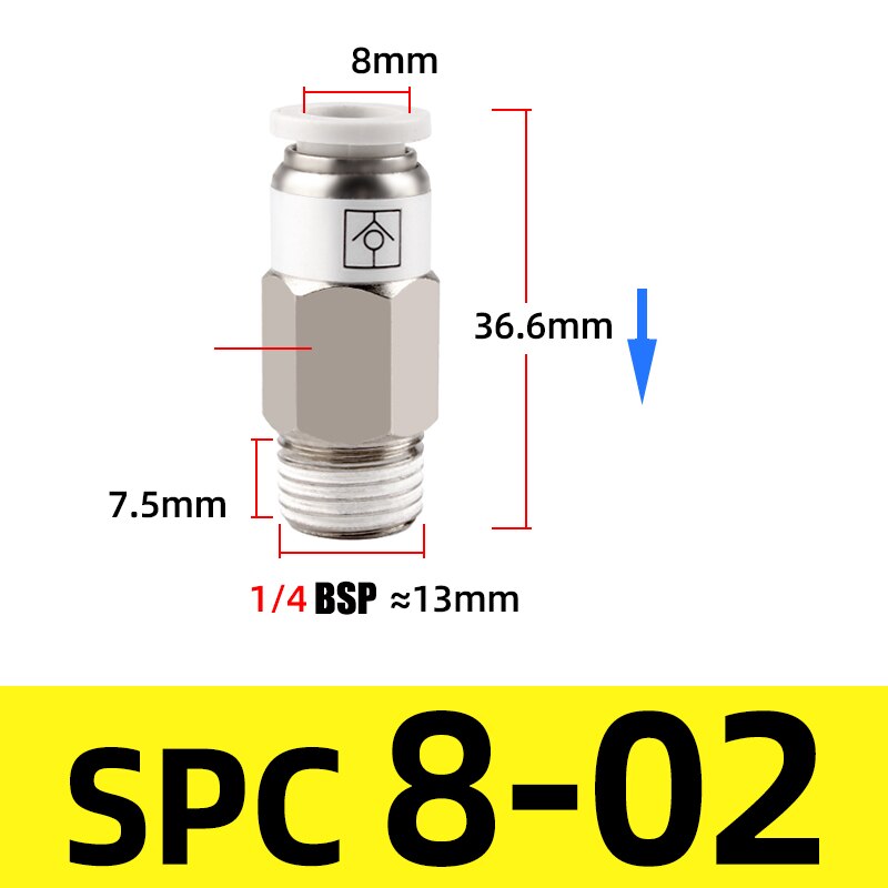 M5 1/8" 1/4" 3/8" 1/2" BSP Thread Pneumatic Check Valve One Way Non-return Valve One Touch Qucik Fitting Connector Coupling: SPC 8-02