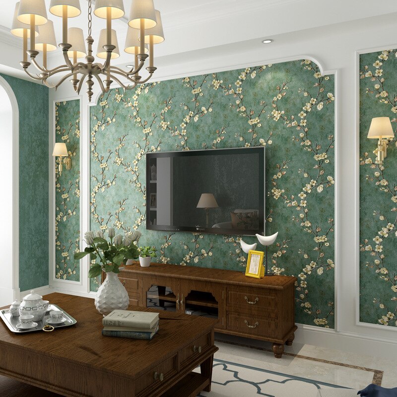 Retro Europese Land Behang Non Woven 3D Tuin Slaapkamer Woonkamer Ab Versie Met Tv Achtergrond Muur Bloem Behang