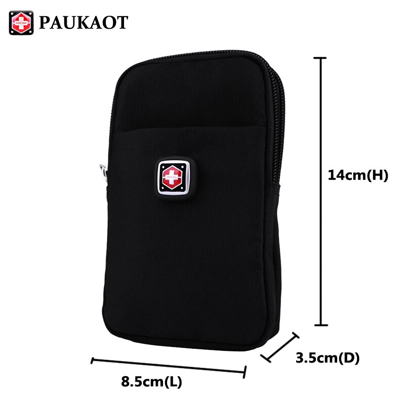 PAUKAOT Fanny Pack Casual Bum Heuptas Zwart Taille Packs Reizen Mobiele Telefoon Pouch Voor Mannen Waterdichte Rits Purse Zakken: Small 4.7inch