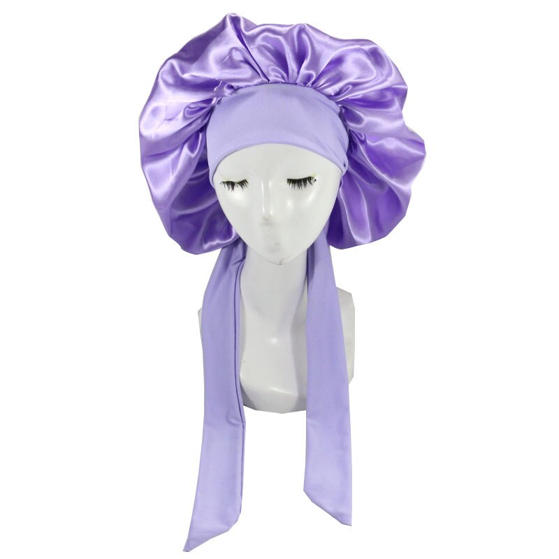 Chapeau de nuit en Satin pour femmes et hommes, Bonnet de nuit unisexe en soie, Turban de douche: Type 1-Pruple