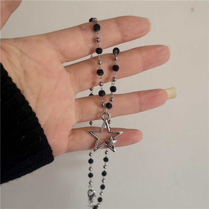 Kpop Cool Punk Vintage étoile pendentif chaînes collier pour hommes femmes Egirl Hip Hop années 90 Grunge esthétique EMO bijoux Y2k accessoires: Imitation plaquée rhodium
