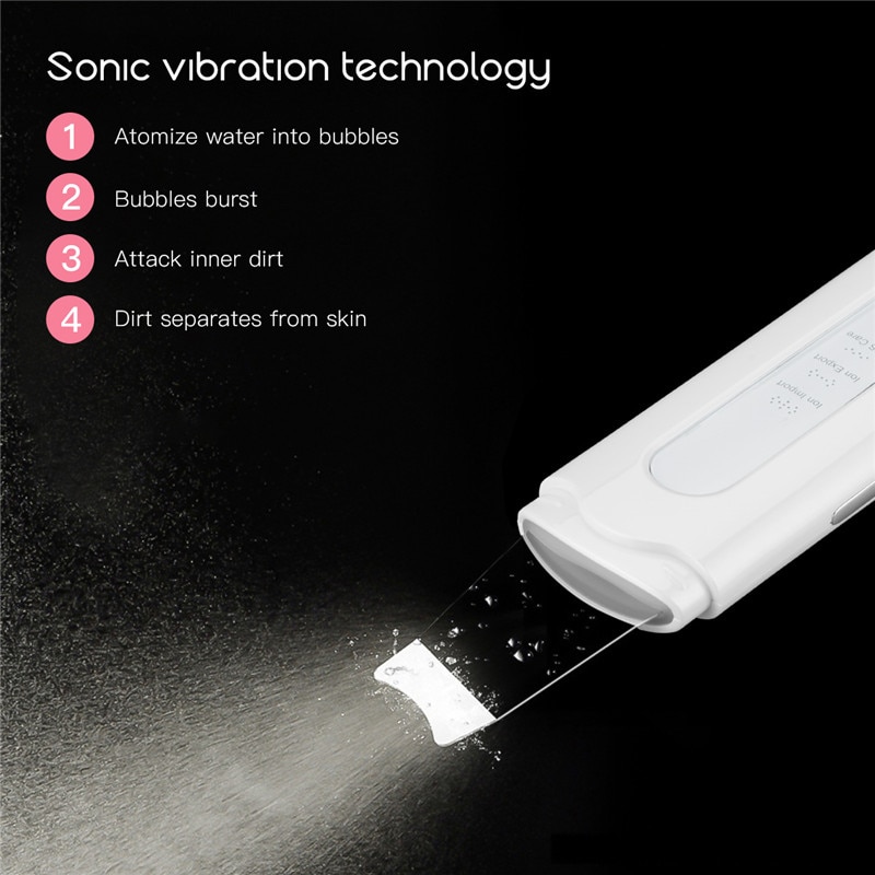 EMS ultrasons Vibration peau épurateur visage peau morte enlèvement pelle visage nettoyage en profondeur peau spatule rides points noirs dissolvant