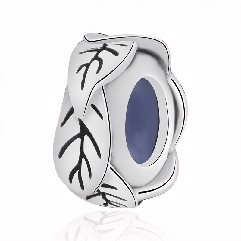 Authentic 925 Sterling Silver Smooth Round Spacer Stopper Beads Fit Original Bracelets For Jewelry making: Leaves