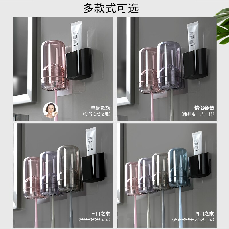 Cup With 3 Toothbrush Holder Toothpaste Shaver Shelf Plastic Wall Mounted Rack Fittings For Bathroom Accessories