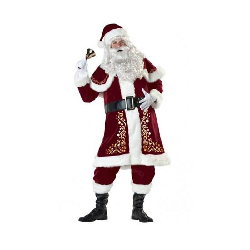 Recién llegado disfraz de Papá Noel de lujo para adulto mayor Navidad Cosplay de talla grande conjunto de traje de invierno