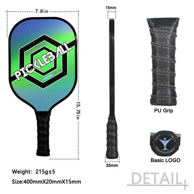 Pickleball raqueta de fibra de carbono pepinillo los deportes 400mmX200mm