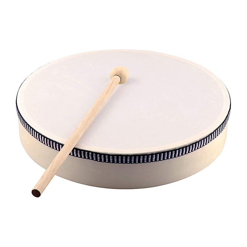 8 Inch Tambourine Percussion Instrument for Portable Wooden Tambourine Drum with Drumstick Percussion Musical Toy
