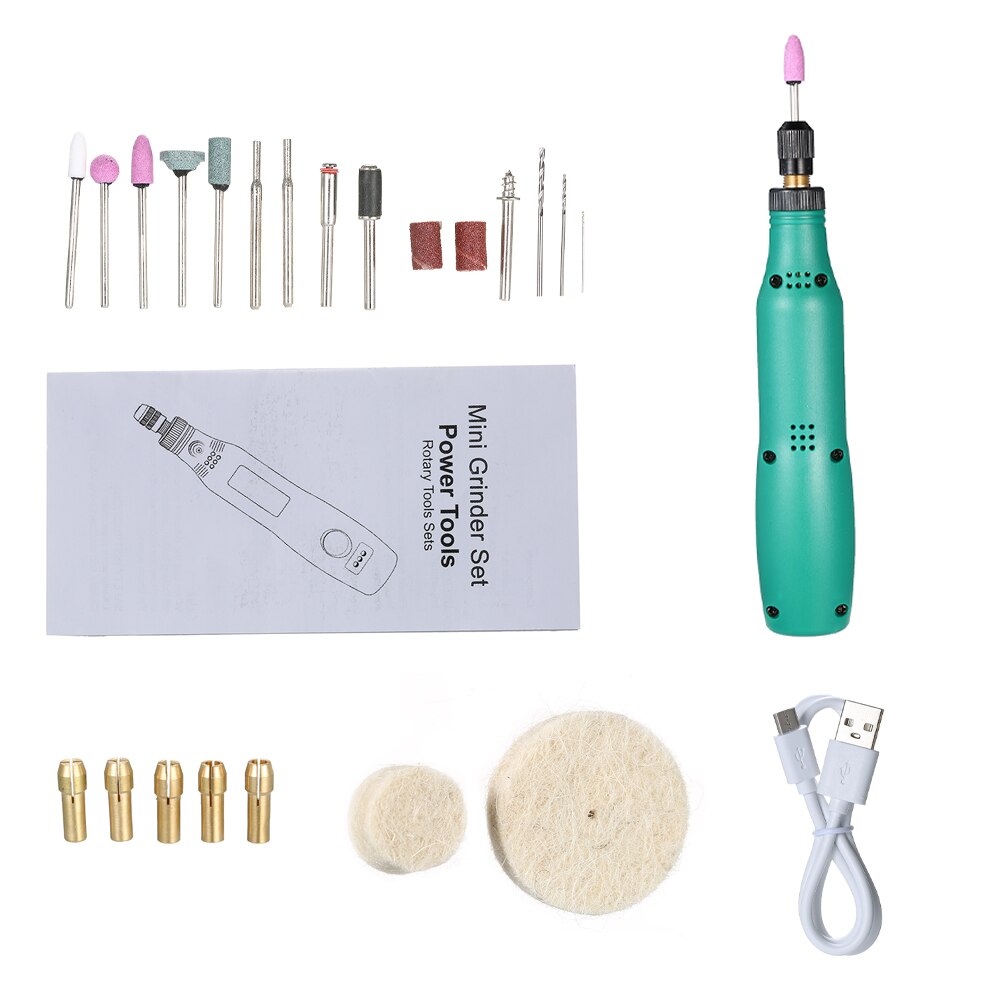HR-102 USB 5V DC Mini Grinder Set Power Tools Variable Speed Rotary Tools Sets Carving Pen for Milling Polishing