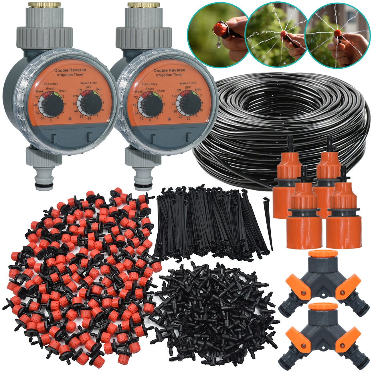 30-50M Automatische Kugelhahn Timer Garten Bewässerung Bewässerung System Outdoor Balkon Tropf Kits Einstellbare Düsen Gewächshaus