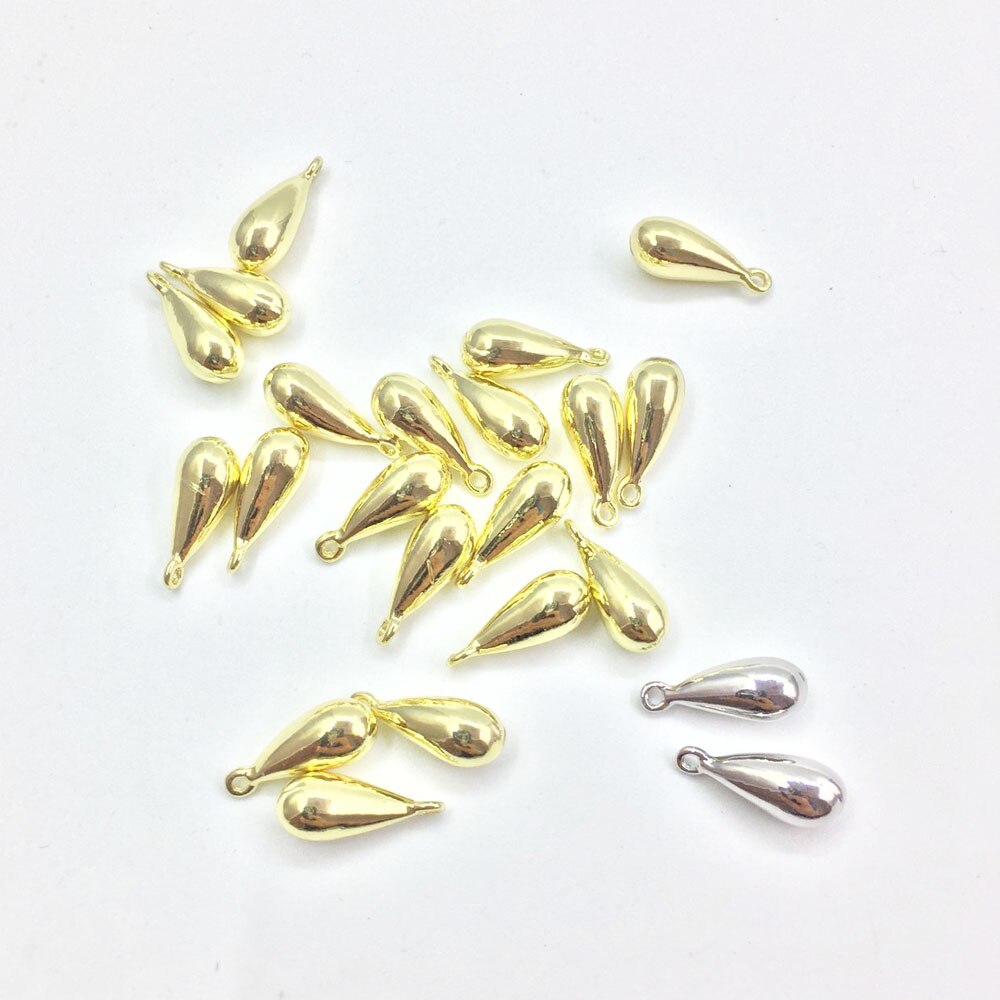 Eruifa 20pcs 12*6mm High Polish Tear gold/Silver plated Zinc alloy Charms Pendant Jewelry DIY Necklace 2 colors