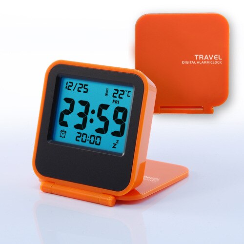 Mini Flip Travel Electronic Clock Thermometer Clock Folding Mute Portable Night Light LCD Alarm Clock