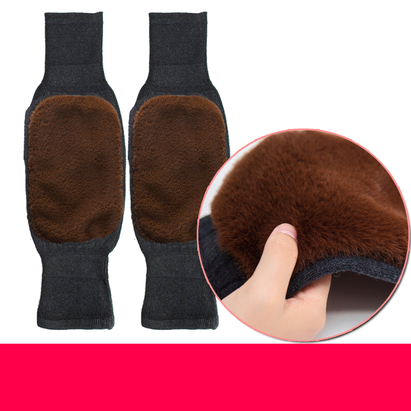 Winter Beenwarmers Vrouwen Koppels Plus Fluwelen Voet Knie Bescherming Thermische Gebreide Elastische Hoge Elastische Harajuku Gehaakte Ulzzang: brown velvet