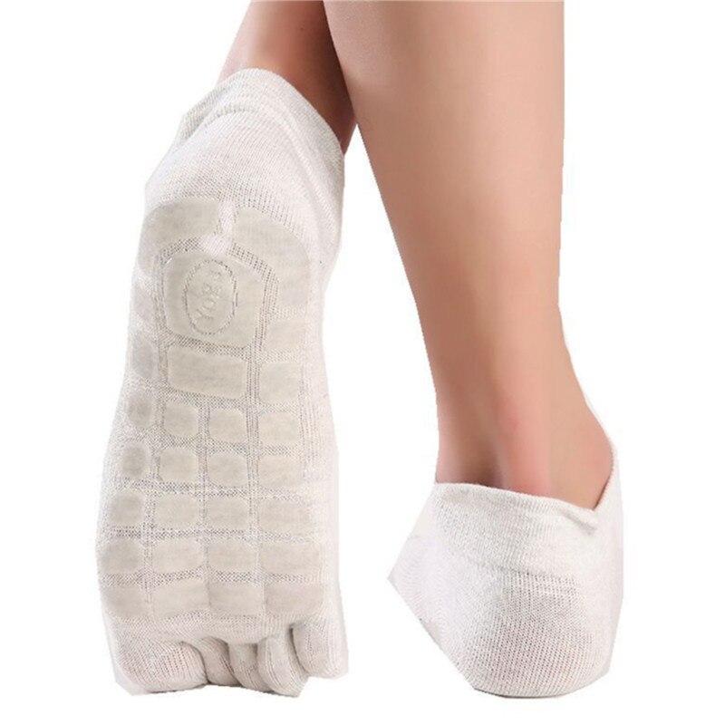 3 Pairs Yoga Socks For Men Non-slip Grip Fitness Socks Five Toe Sport Socks Gym Workout Dance Yoga Pilates Sportswear: white
