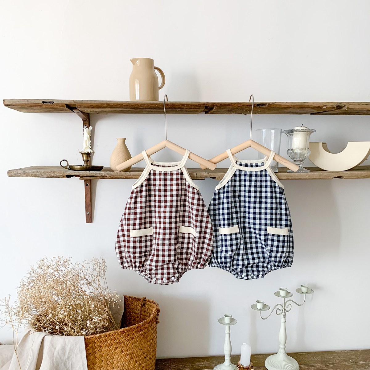 Pelele de verano para bebé para niña, mono sin mangas a cuadros a la para recién nacido, ropa para bebé, estilo informal y versátil de 0 a 2 años