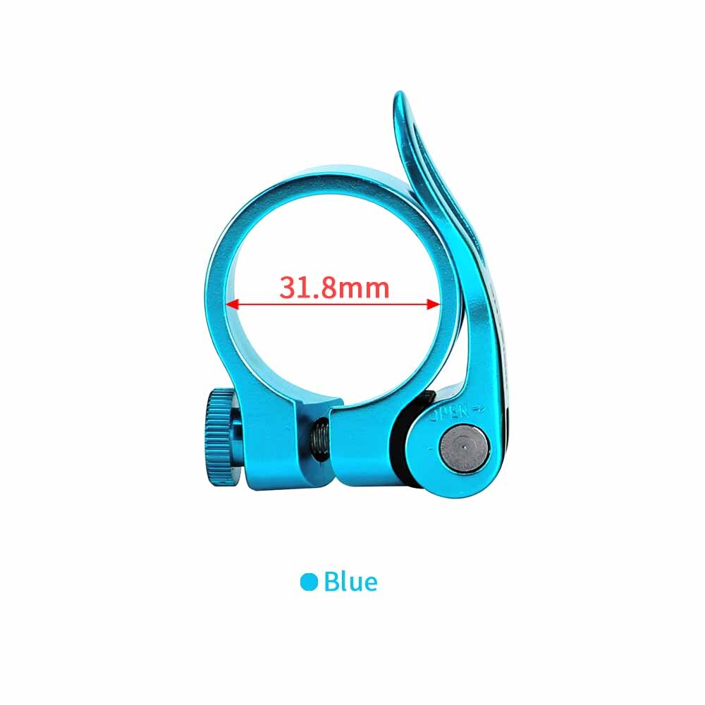 Ouo Quick Release Zadelpenklem Aluminium Fiets Zadel Klem 31 8 Mtb 27.2 Zadelpen Sluiting Onderdelen Voor Fiets: 31.8mm blue clamp