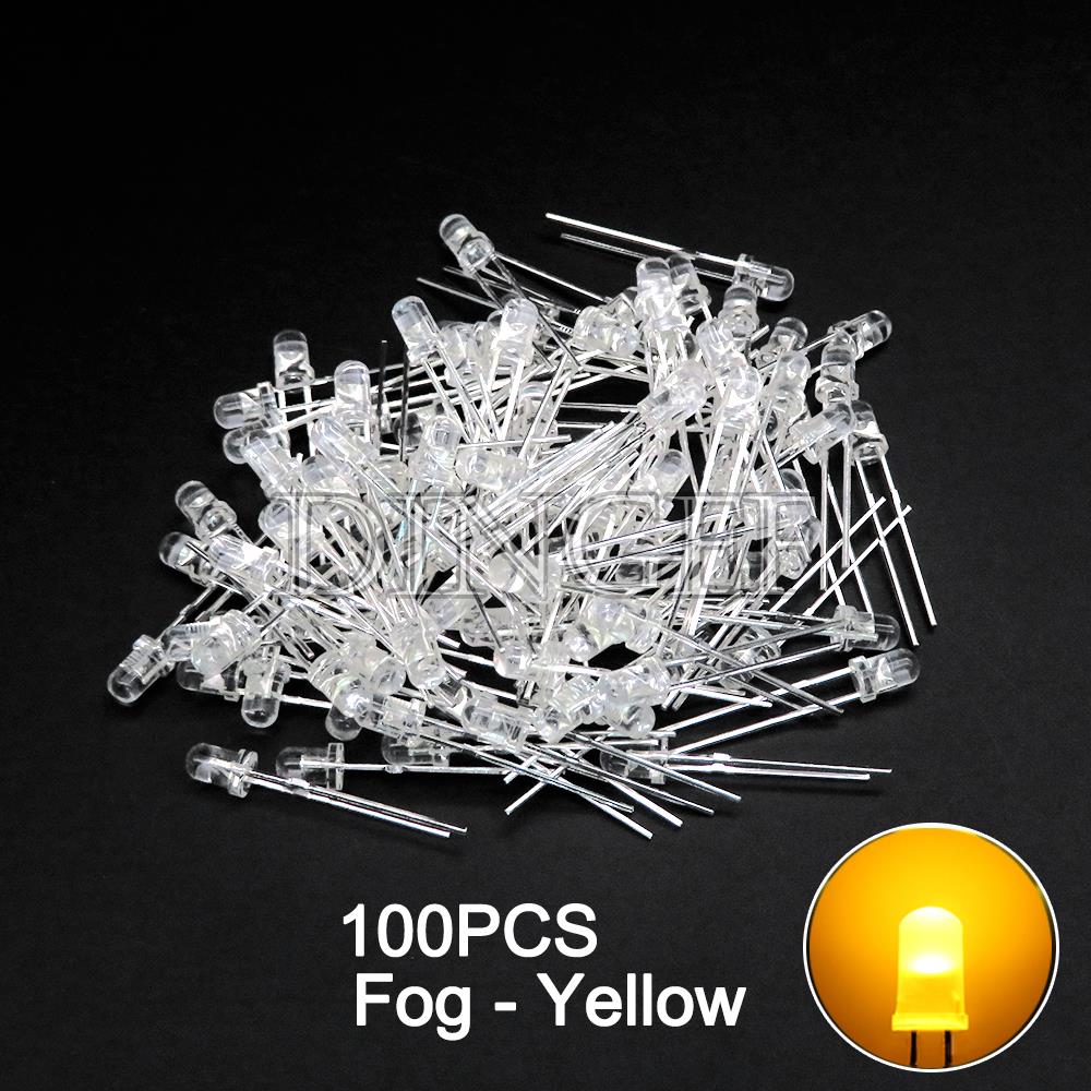 100PCS 3mm 5mm LED Diode F3 F5 Assorted Kit White Green Red Blue Yellow Orange Pink White DIY Light Emitting LED Diode Connector