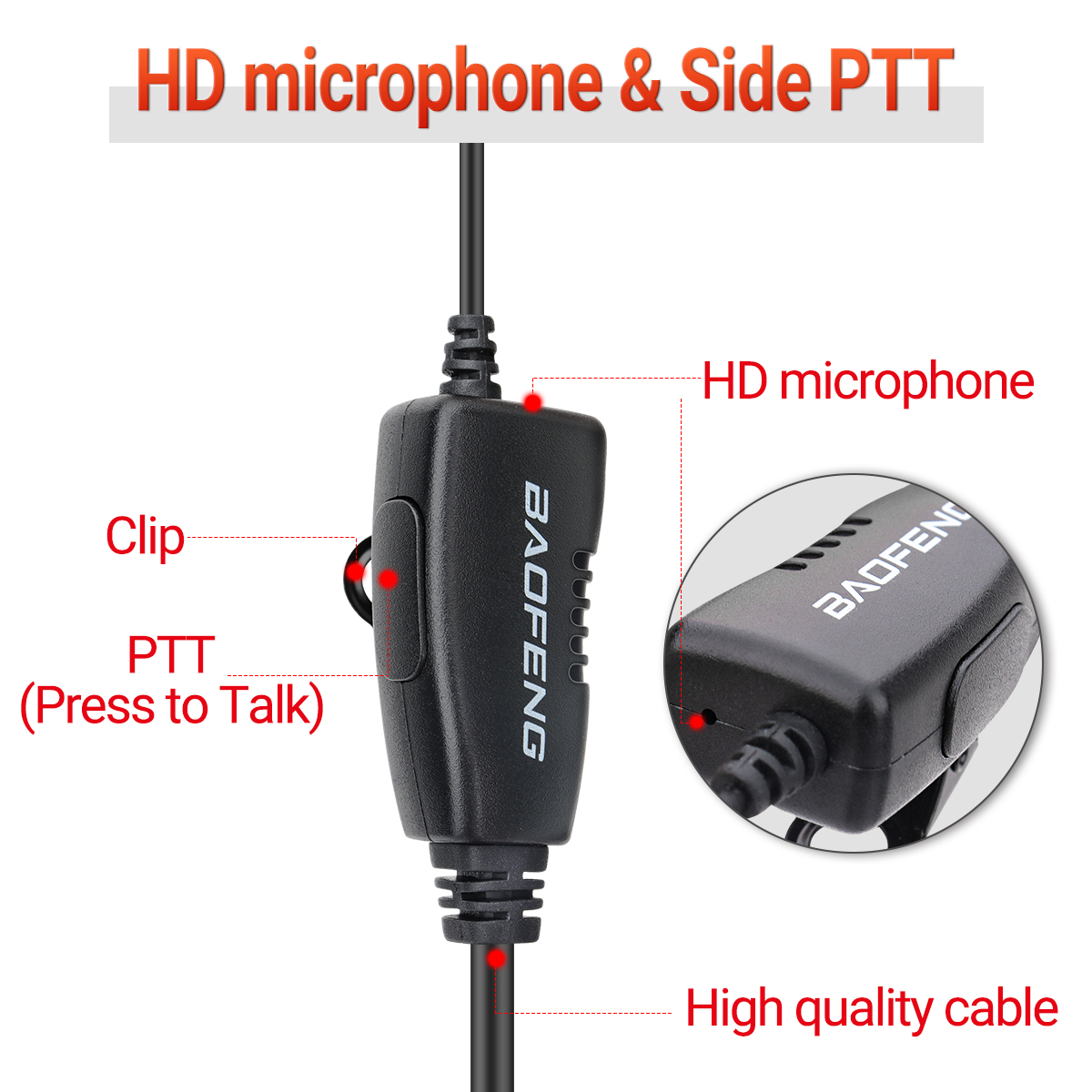 2 stücke BAOFENG 2 Stift G-bilden Ohr Haken Headset Hörer PTT Für Baofeng UV5R UVS9 UV-13 UV-17 UV-21 UV16 Profi Plus Walkie Talkie