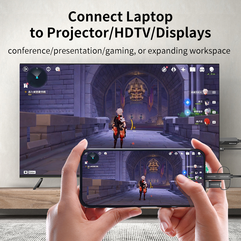 Odłącz telefon od kabla telewizyjnego Mirror Cast Android Lightning Phone to HDMI Converter z Bluetooth Audio dla iPhone Samsung