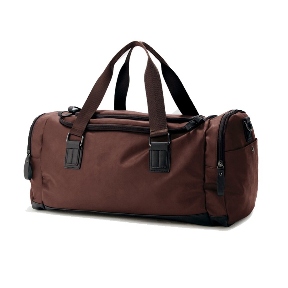 SPORTSHUB Top PU Leather Men's Sports Bags Gym Bags Classic Sports HandBag Fitness Travel Bags Workout Shoulder Bag SB0029: Brown