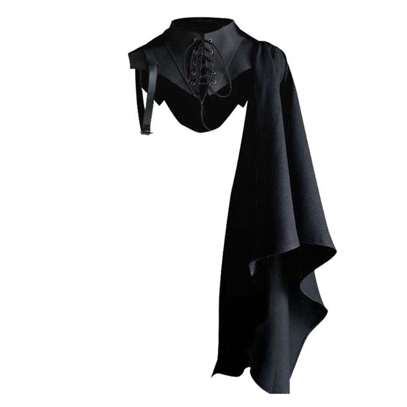 Medieval Armor Black Cloak Single Shoulder Retro Cape Gothic Punk Renaissance 1XCA: 8YY603830-L
