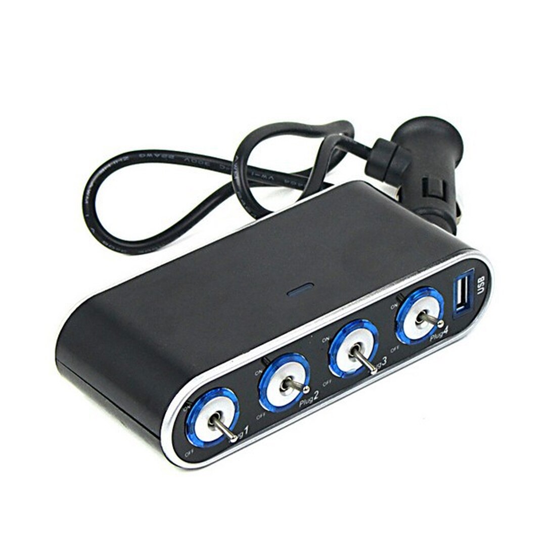 12v - 24v 4 -veis multi-socket billader kjøretøy bil bil sigarettenner stikkontakt splitter + usb-porter plugg adapter