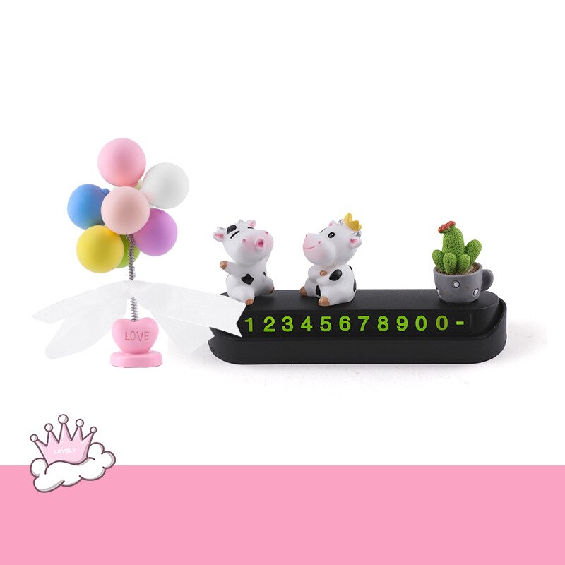 Cute Cartoon Doll Car Dashboard Decoration Temporary Parking Card Personality Parking Number Sign Girl's Day: I