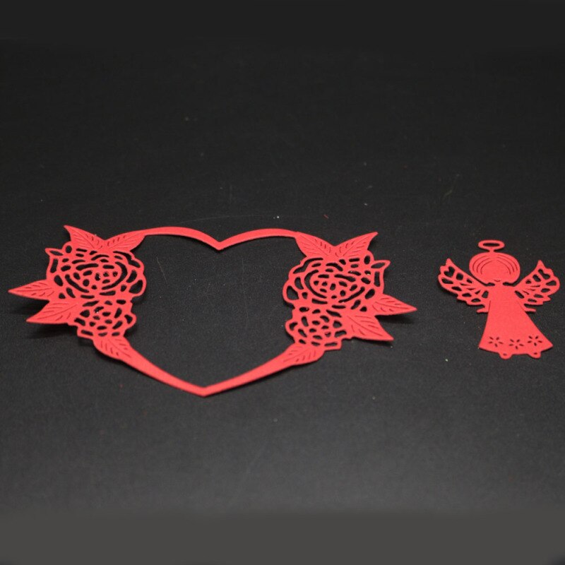 Matrice de découpe en métal | Cœur d'ange, cadre de feuille de fleur, pochoir pour bricolage Scrapbooking Album Photo, gaufrage décoratif, fabrication de cartes en papier