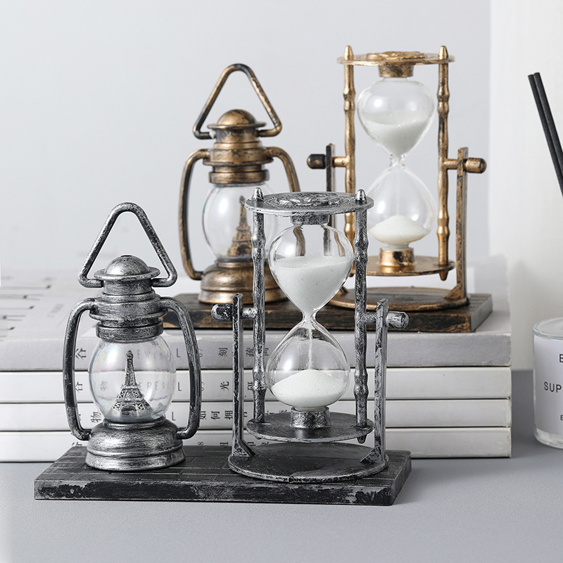 2 In 1 Vintage Zandloper Lantaarn Home Office Desktop Decoratie Boek/Woonkamer/Slaapkamer Vintage Zandloper lamp