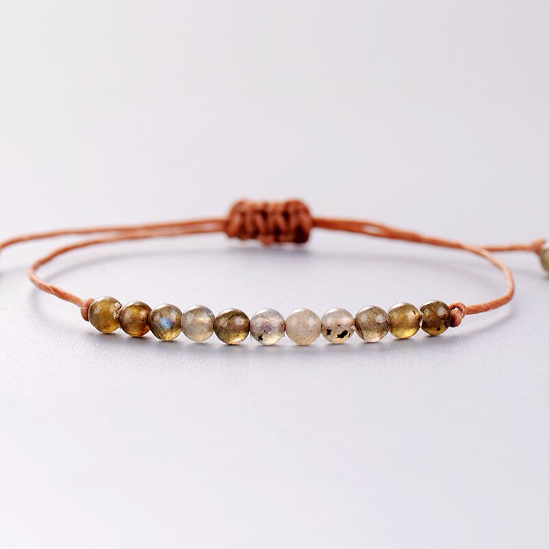 Handmade Boho Natural Stone Adjustable Bracelet Boho Bead Simple Bracelet String Strand Bracelet