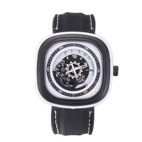 Sport Men's Watch Large Square Dial Silicone Strap Analog Quartz Wrist Watch Decor montre homme часы мужские наручные: White