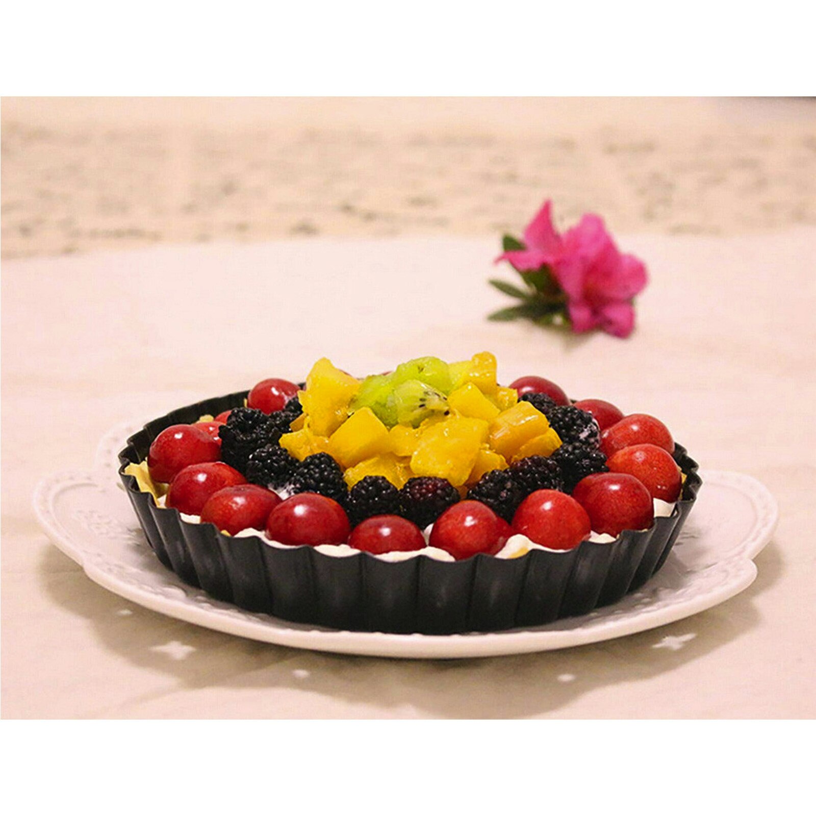 1pc Sturdy Carbon Steel Quiche Mold With Fluted Edges For Oven Baking Pan Pie Pans Home Baking Supplies