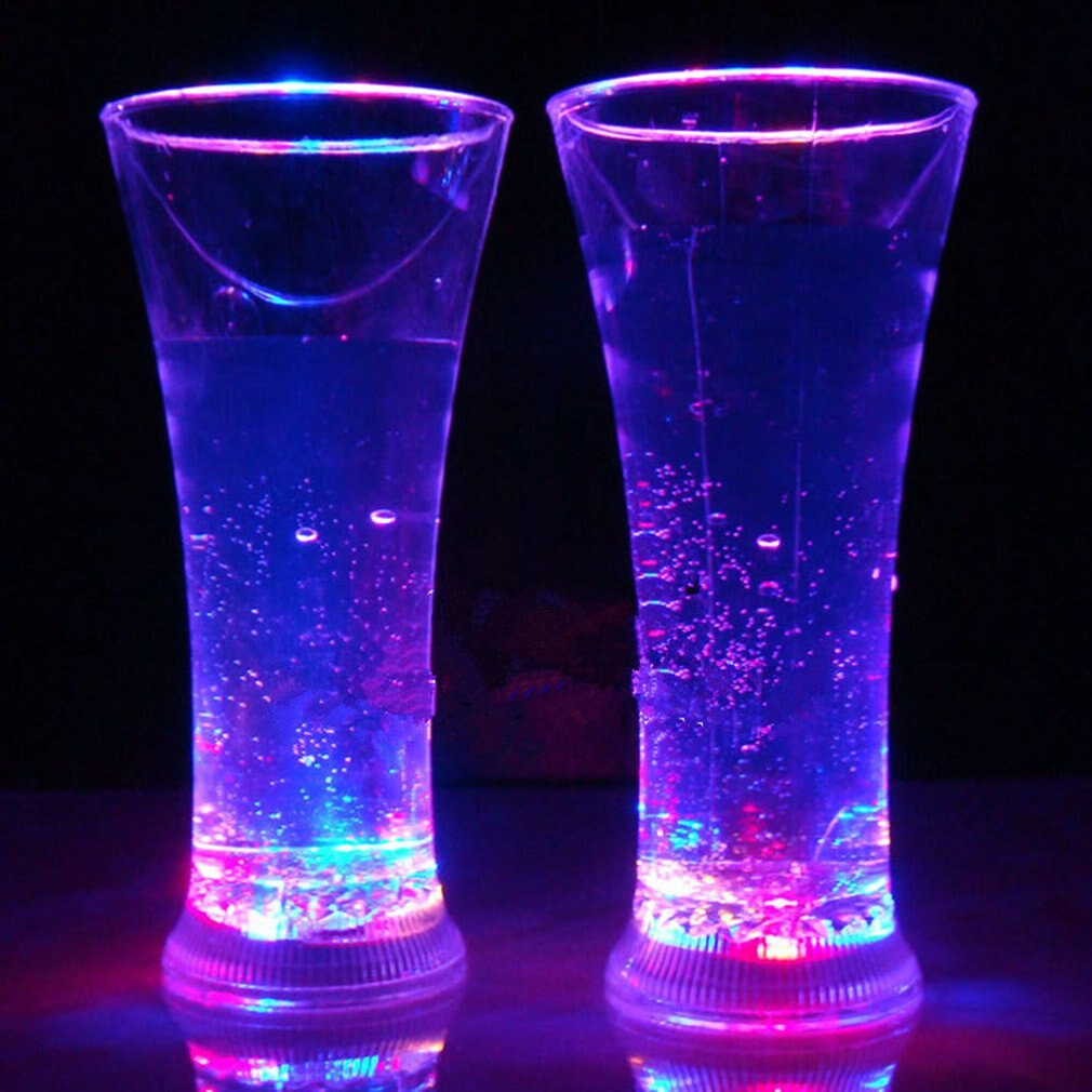 PREUP LED Colorful Glowing Heart Shape Cup Flash Water Luminous Cup For Induction Light Beer Bottle Cool Drink Wine