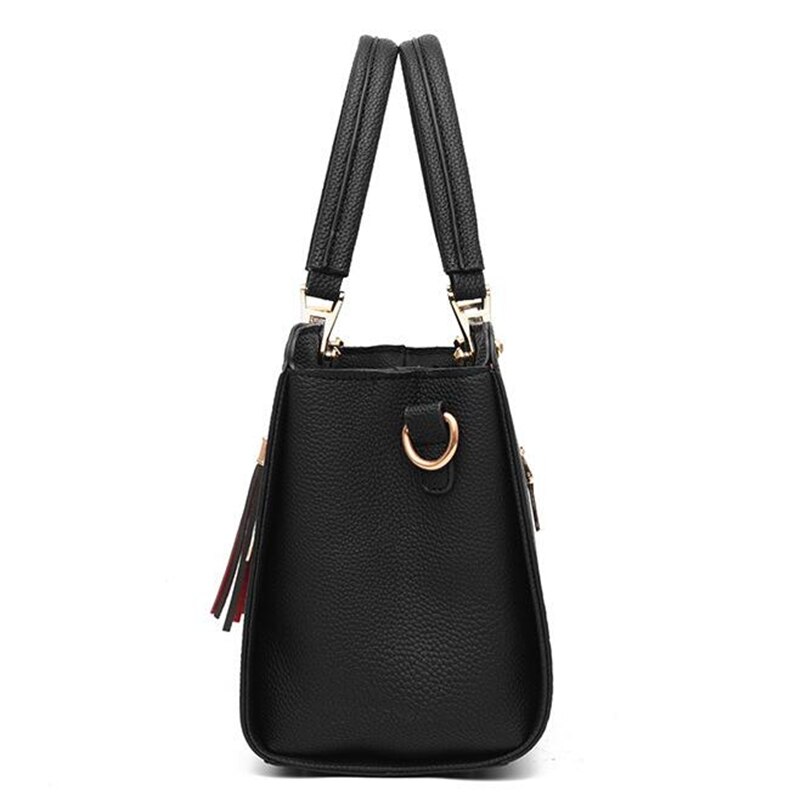 Yogodlns Patchwork Shoulder Bag - Women's Tassel Tote - PU Leather Crossbody Purse - Versatile Style