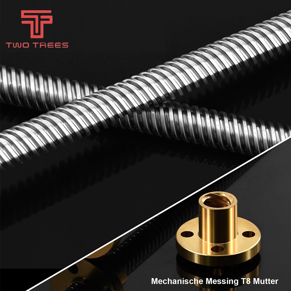 T8 Lead Screw OD 8mm Pitch 2mm Lead 8mm 150mm 200mm 250mm 300mm 330mm 350mm 400mm 500mm with Brass Nut Reprap 3D Printer parts