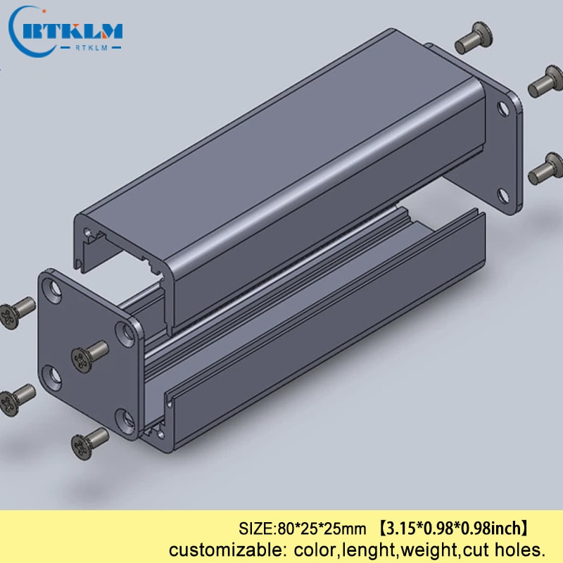 Aluminium Elektrische Doos Diy Instrument Case Kleine Aluminium Doos Voor Elektronische Project 80*25*25 Mm Junction Box industrie Behuizing