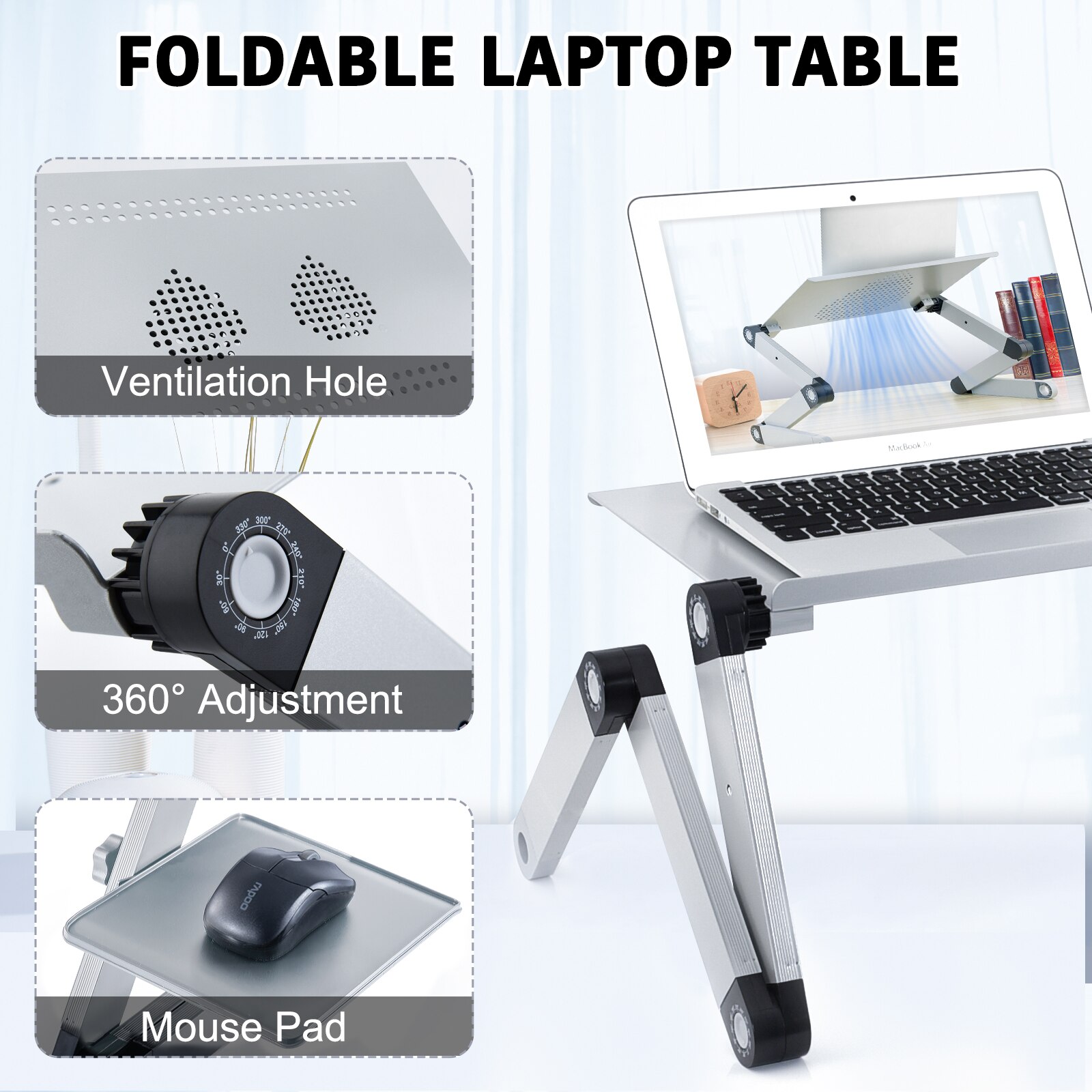 Supporto per Laptop portatile ventola di raffreddamento Computer ergonomico in alluminio pigro per TV letto divano PC Notebook con tappetino per Mouse scrivania trasporto di goccia