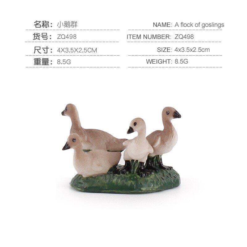 Mini Simulation Poultry Animal Model Swan Rooster Hen Farm Poultry Animal Model Plastic Figurines Farm Series Kids Toys: ZQ498