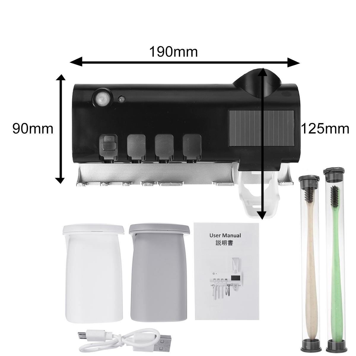 3 in 1 uv sterilisator tandenborstelhouder zonne-energie automatische tandpasta knijpers dispenser wandgemonteerde badkameraccessoires