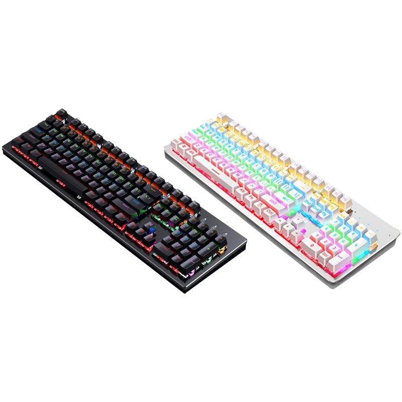 Mechanical Gaming Keyboard with Blue Switches LED Backlit 104 Keys Wired Computer Keyboard for PC Games