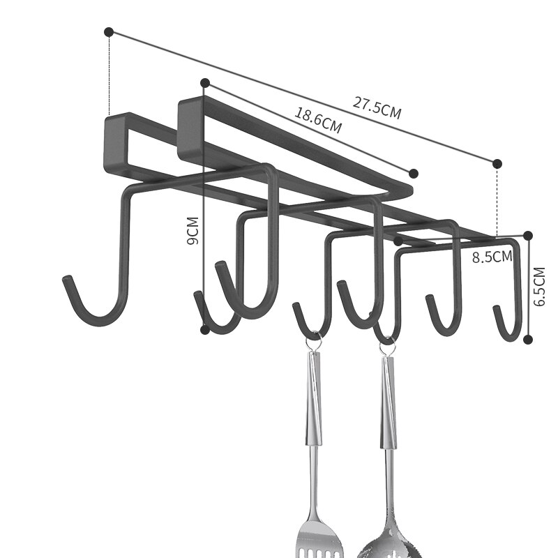 cup storage rack household water cup upside down rack coffee cup tea cup hanging cup holder bracket mug holder WJ111321: Dark Grey